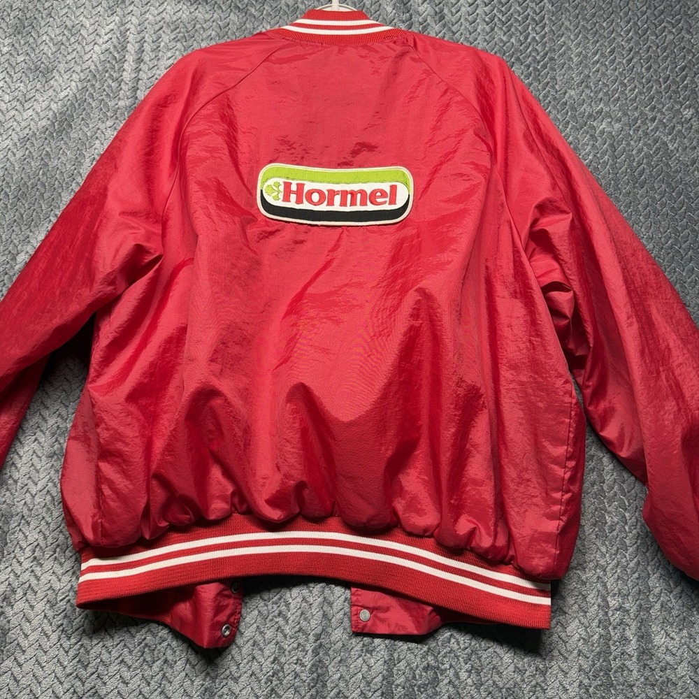 VTG K-Brand Hormel Bomber Jacket Men's‎ XXL Red Nylon USA Made "Tim"